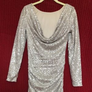 Silver Sequined Party Dress